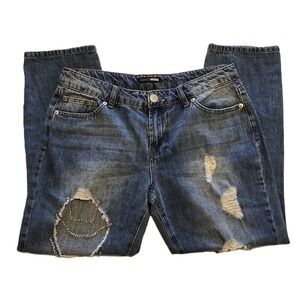 Fashion Nova Women's Distressed Ripped Chain Embellished Denim Jeans 12